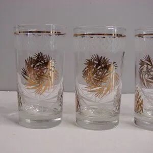 Dominion Glass | Dining | Vintage Mcm Atomic Gold Glasses Mid Century ...